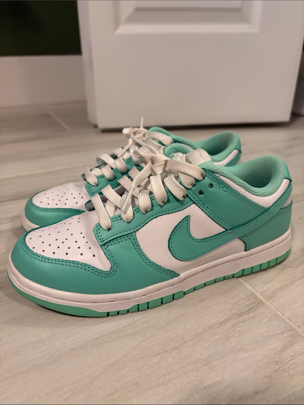 Nike Women White and Teal Low-Top Sneakers